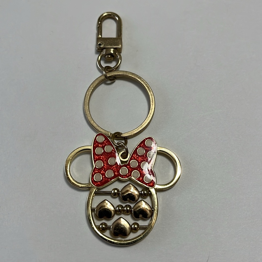 Disney Parks Minnie Mouse Keychain Spinning Hearts